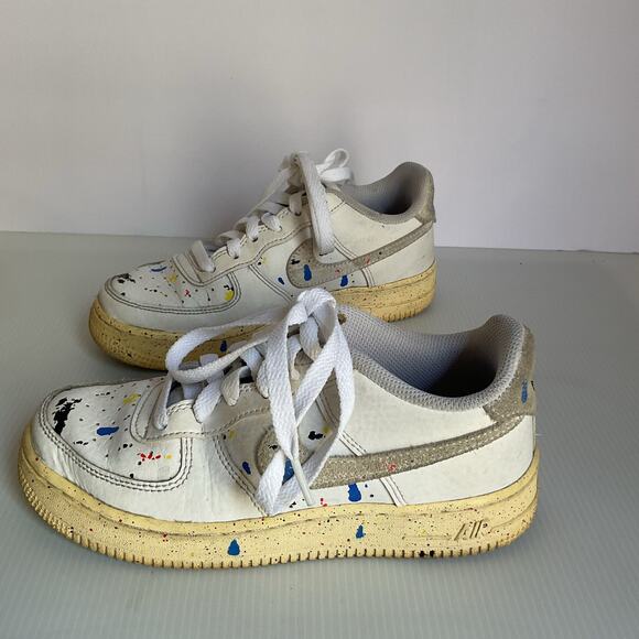 Nike Air Force 1 Low GS Youth 3.5Y White Paint Splatter DJ2598-100 - Picture 1 of 9